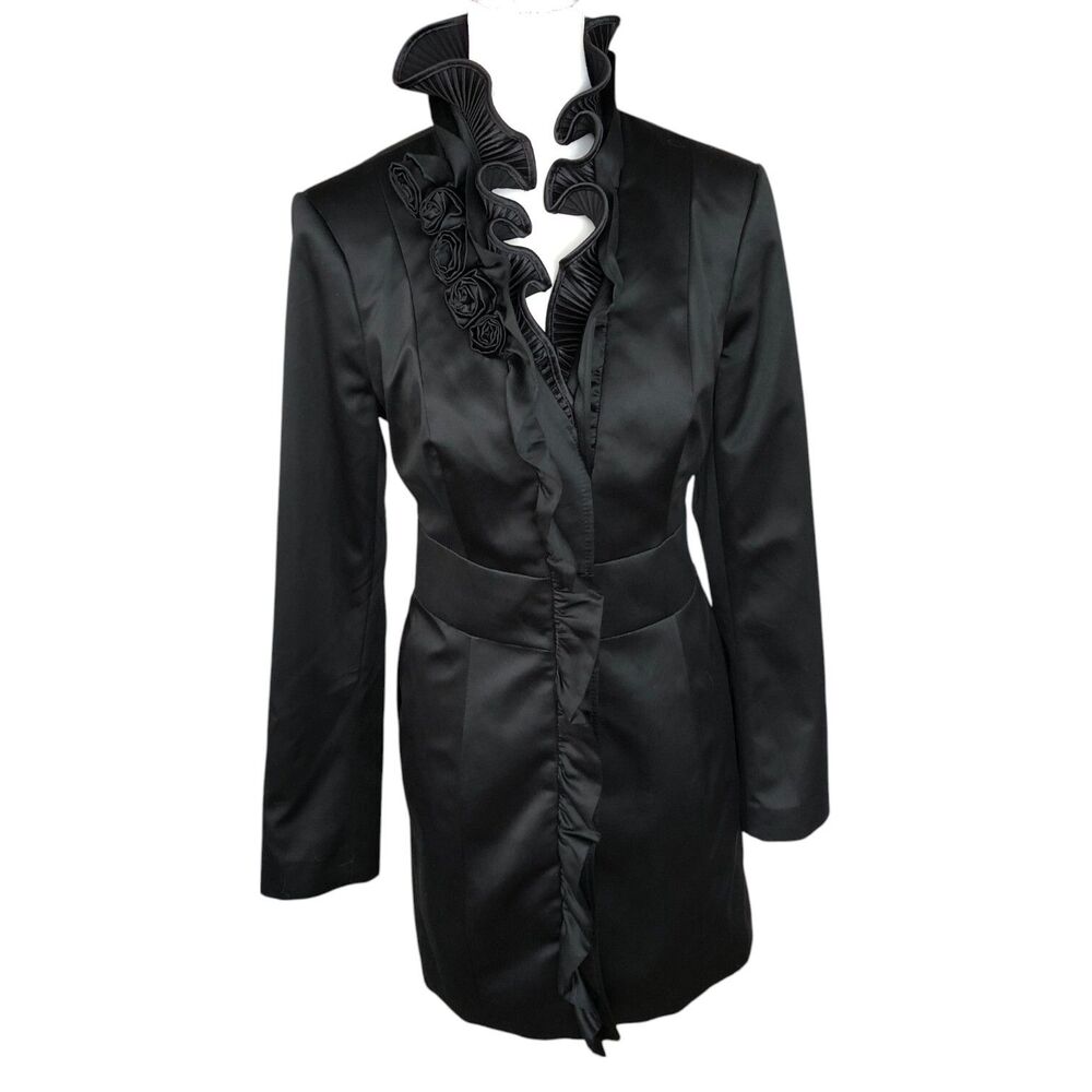 White House Black Market Regencycore‎ Gothic Glam Victorian Rose Ruffle Jacket 8